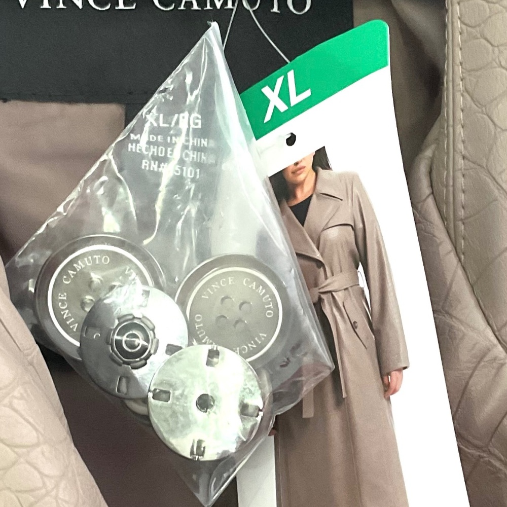 NWT Vince Camuto Faux Leather Trench Coat Tan Croc Embossed  Maxi Jacket Size XL - Picture 11 of 14